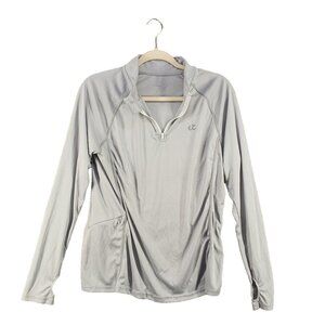 Activewear Top Size MEDIUM(8-10) Knit Gray Pullover Henley Casual Gym